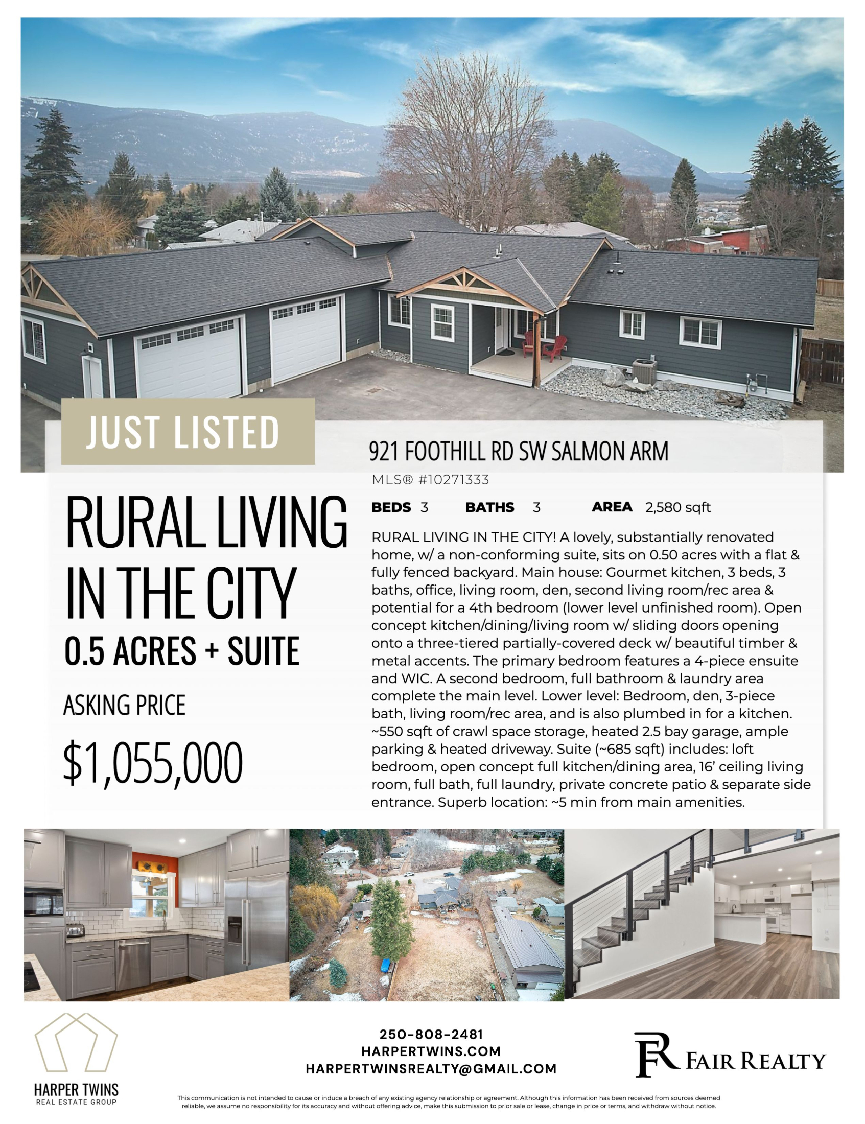4 Bedroom 4.5 Bathroom Home with 2500+ sqft of garage/shop space on 0.59 acres for sale in Sicamous